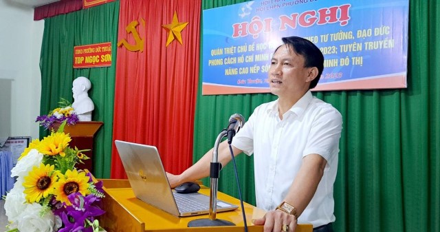 Phường Đức Thuận tuyên truyền chính sách BHXH tự nguyện, BHYT hộ gia đình.